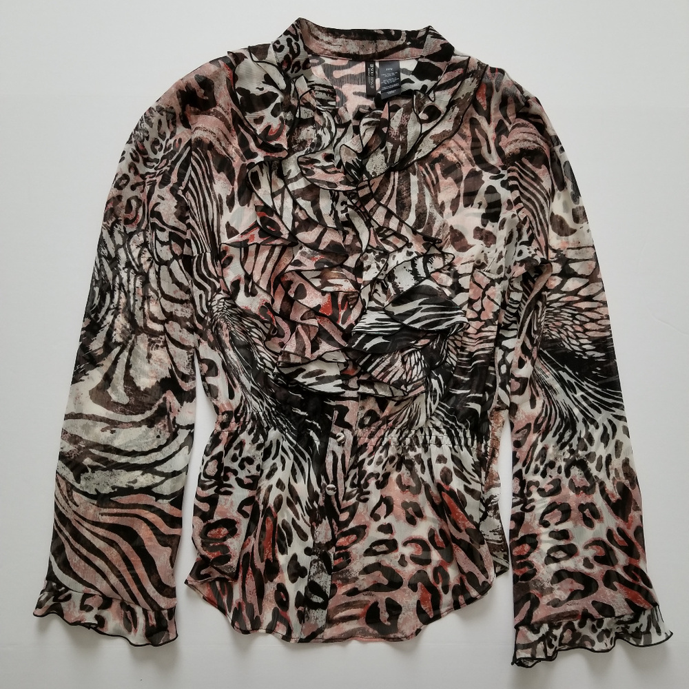 Bisou Bisou Ruffle Front Blouse - M - NWOT